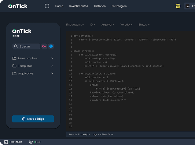 Tela que mostra a escalabilidade da OnTick